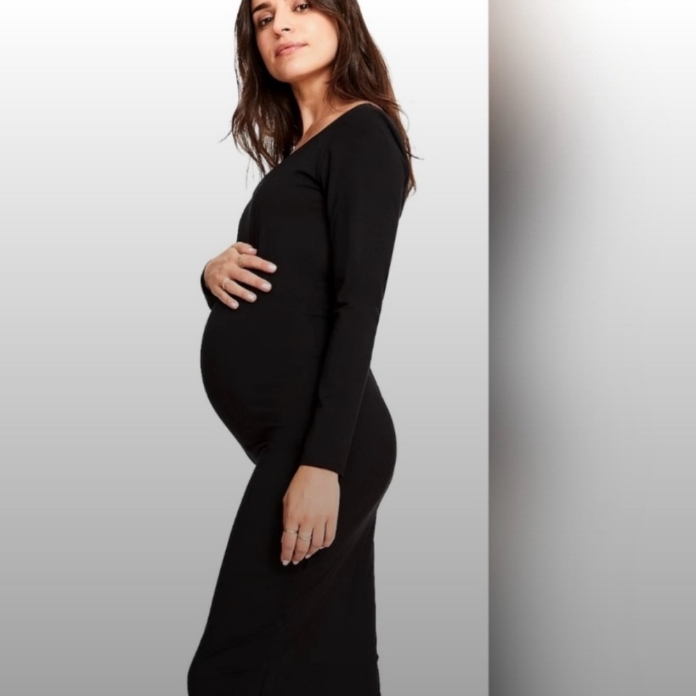 Hatch long sleeve Black Maternity Dress